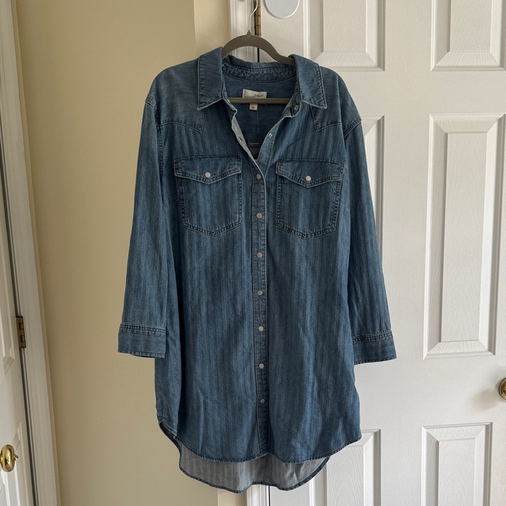Denim Button-Up Shirt Dress NWT